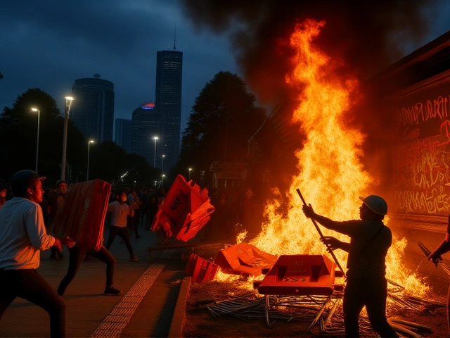 Drie doden bij brand in overheidsgebouw na protesten in Makassar na taxi-incident